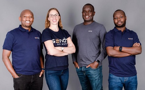 Cofondateurs de Sendy, de la gauche à la droite : Don Okoth, Malaika Judd, Meshack Alloys, et Evanson Biwott