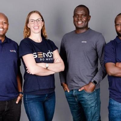Cofondateurs de Sendy, de la gauche à la droite : Don Okoth, Malaika Judd, Meshack Alloys, et Evanson Biwott